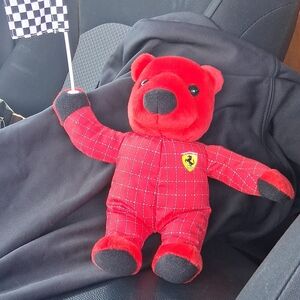 Ferrari Red & Black Plush Bear with Racing Emblem